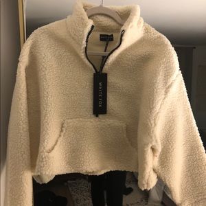 White Fox Boutique Sherpa Cropped Zip Up